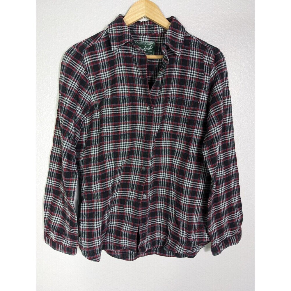 Woolrich Plaid Flannel Long Sleeve Button Down‎ Top Maroon Red Medium